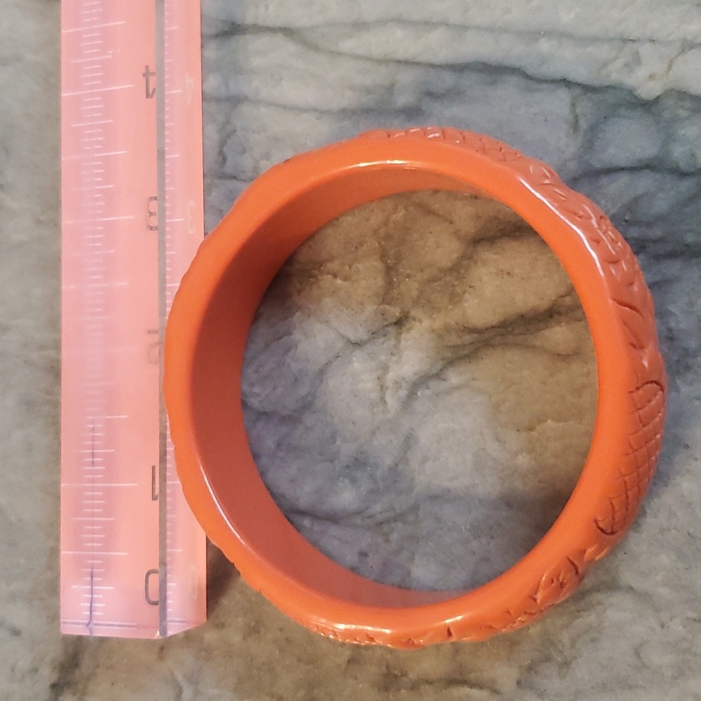 Vintage look plastic bangle bracelet orange,  excellent condition!!! Sunflower - Picture 4 of 4